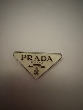 Brooch White and Silver Triangle Logo Pin